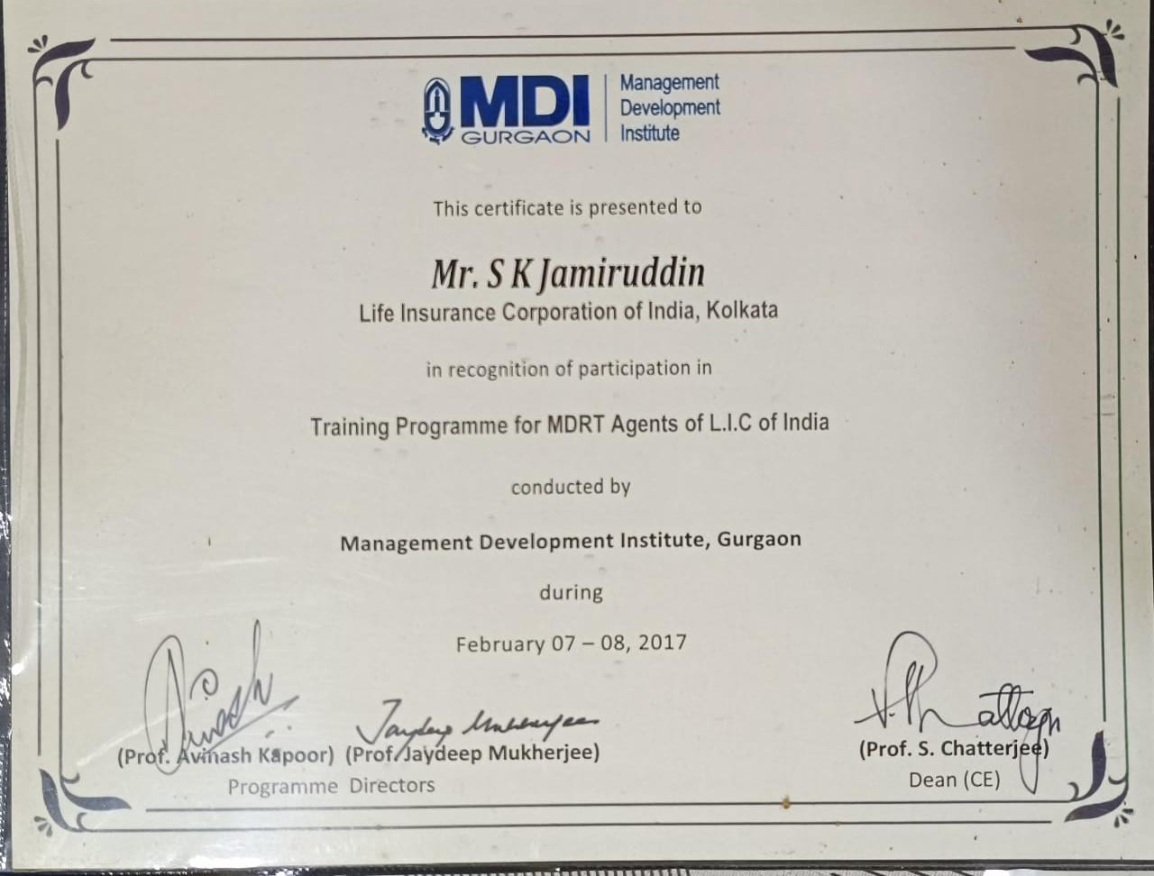 Certificate Of MDRT