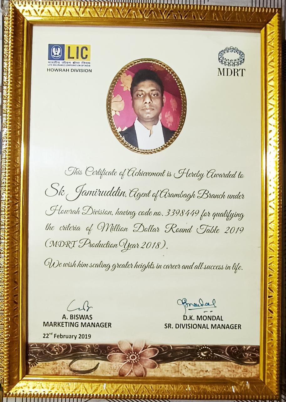 Certificate Of MDRT 2019