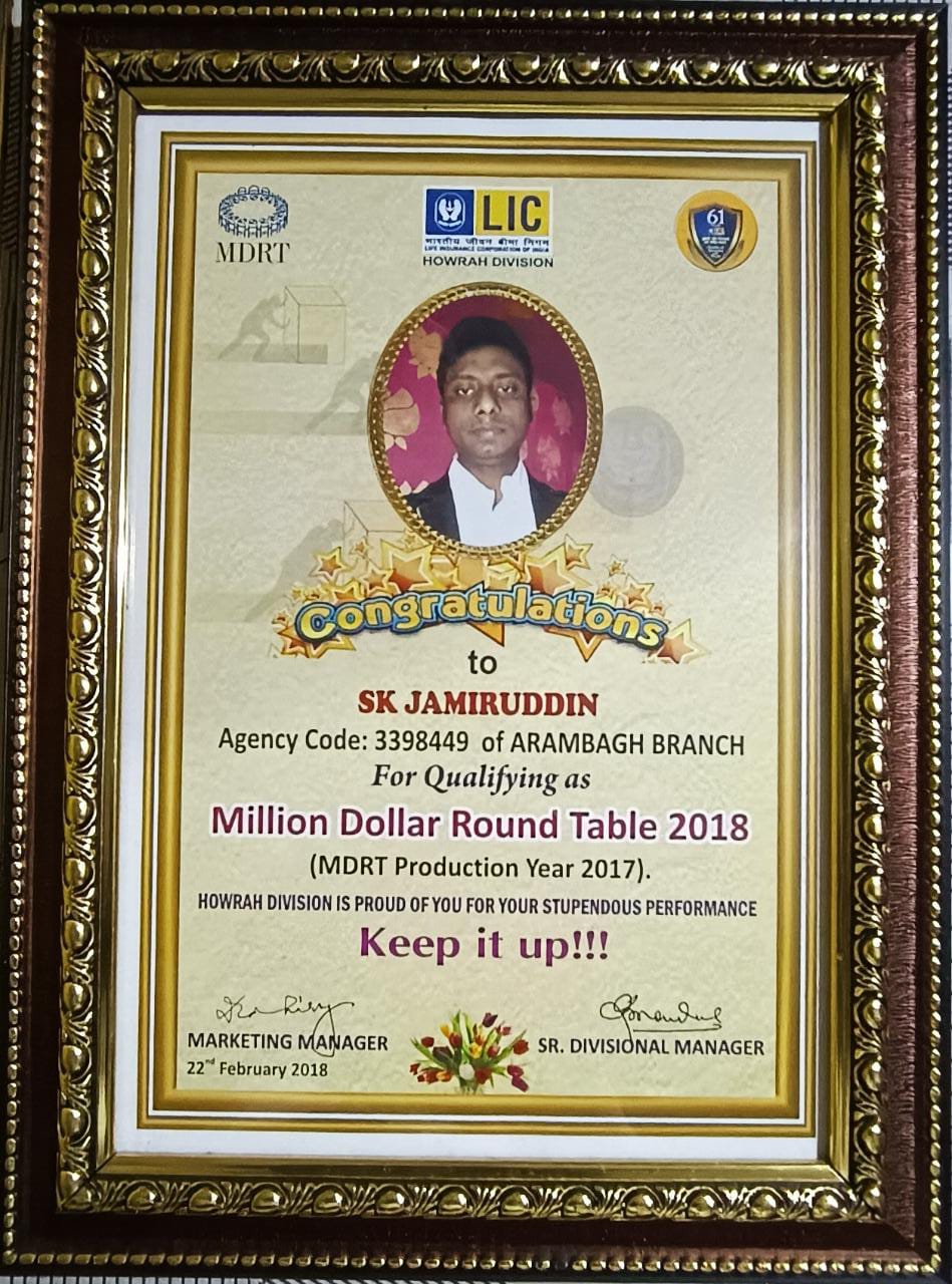 Certificate Of MDRT 2018